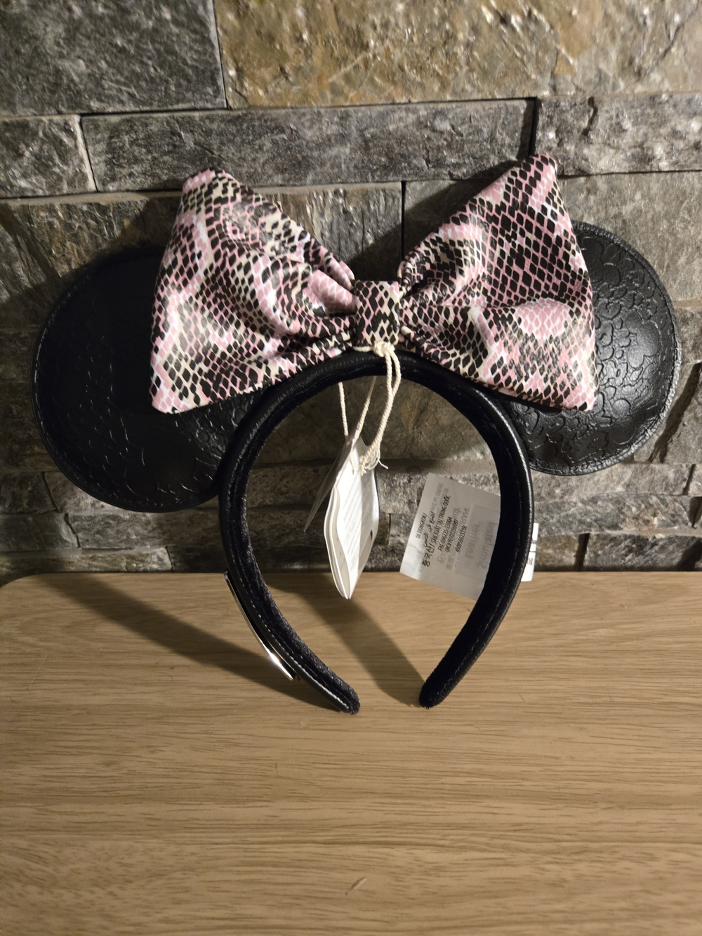 Disney Loungefly Pink Snake-Print Bow Minnie Ears Headband NWT